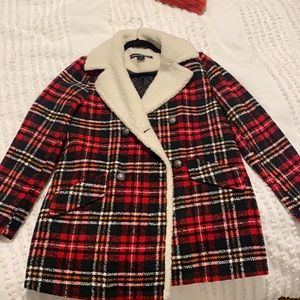 French connection plaid pea coat